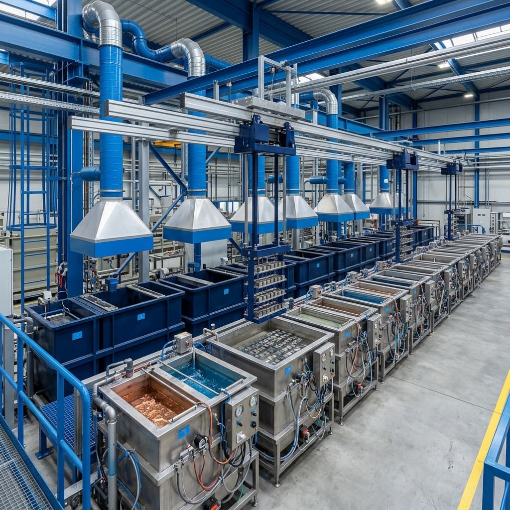 Electroplating and surface coating production line for magnet corrosion protection